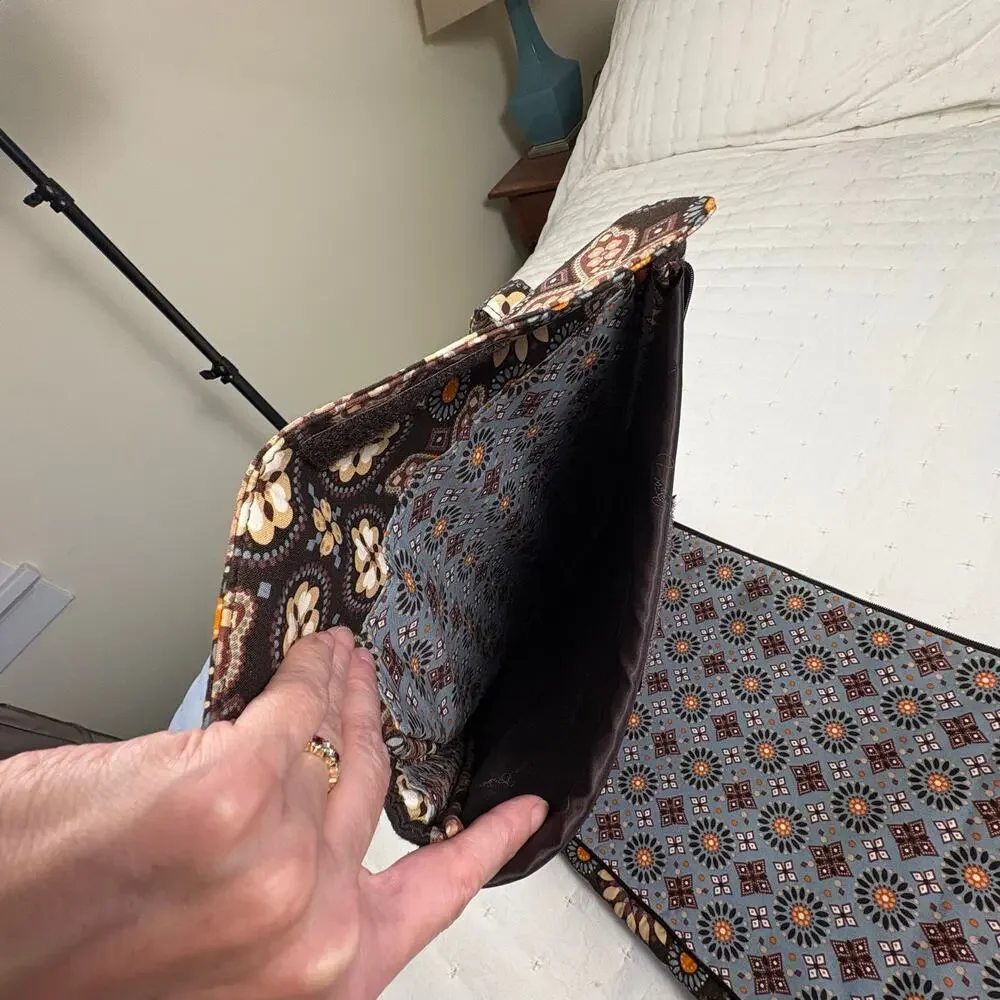 Vera Bradley Laptop Quilted Travel Bag Canyon Floral Brown Retired